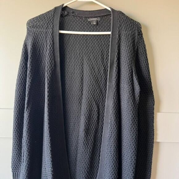 Halogen Tunic Knit Cardigan Open Front Women Medium Black Office Casual Classic - Picture 2 of 7